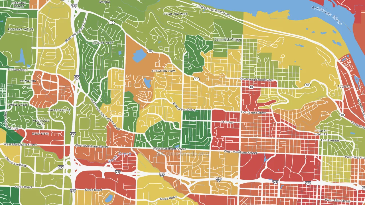 Midtown, Little Rock, AR Map of Vandalism Rates