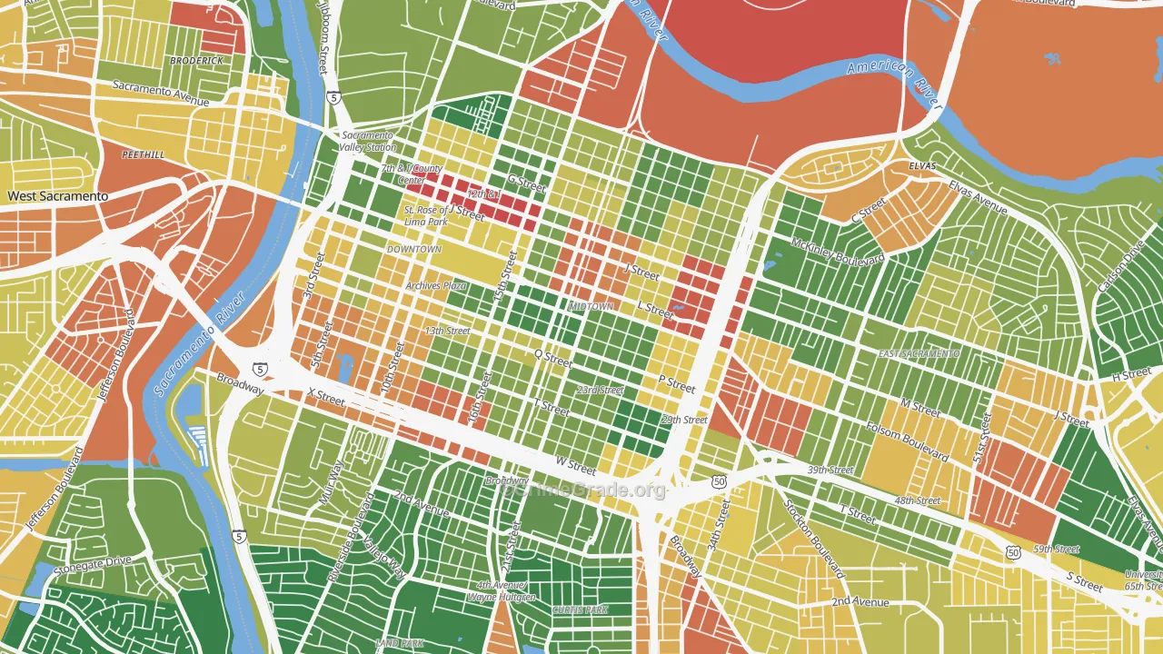 Midtown, Sacramento, CA Map of Vandalism Rates
