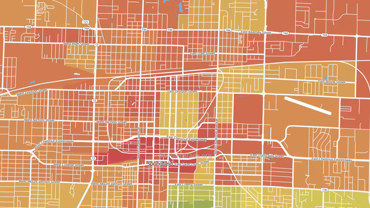 Midtown Springfield, Springfield, MO Map of Vandalism Rates