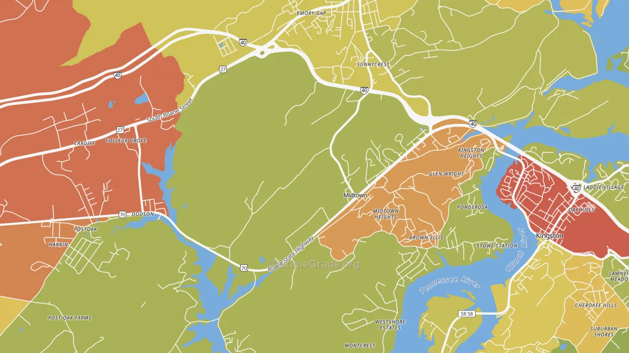 Midtown, TN Map of Vandalism Rates