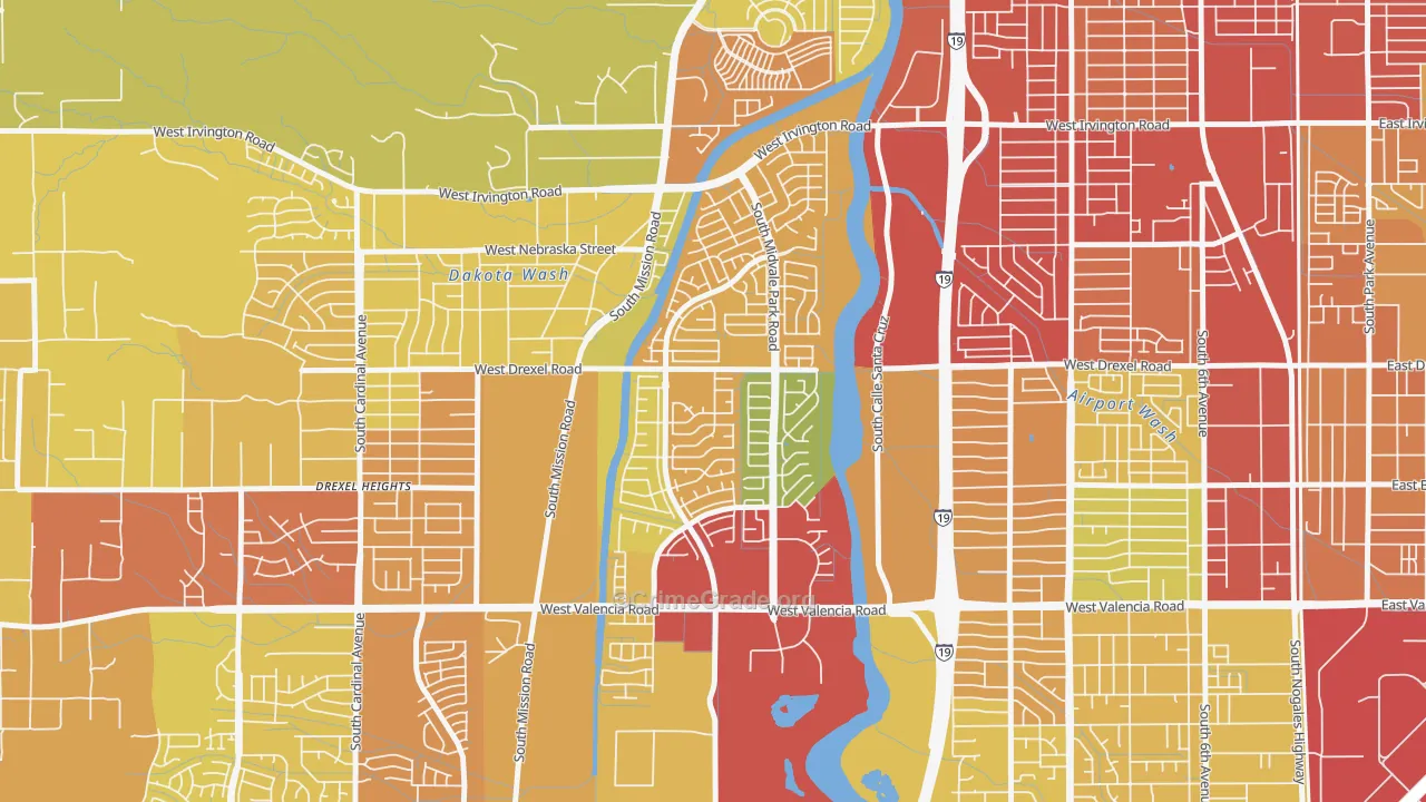 Midvale Park, Tucson, AZ Map of Vandalism Rates
