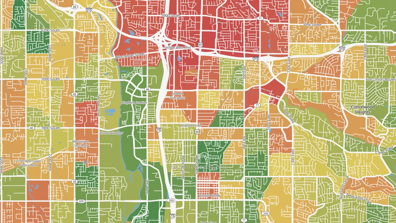 Midvale, UT Map of Vandalism Rates