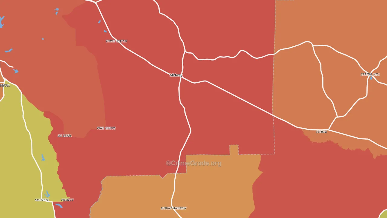Midway, AL Map of Vandalism Rates