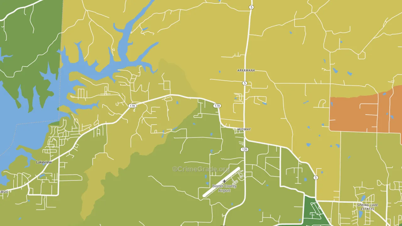 Midway, AR Map of Vandalism Rates