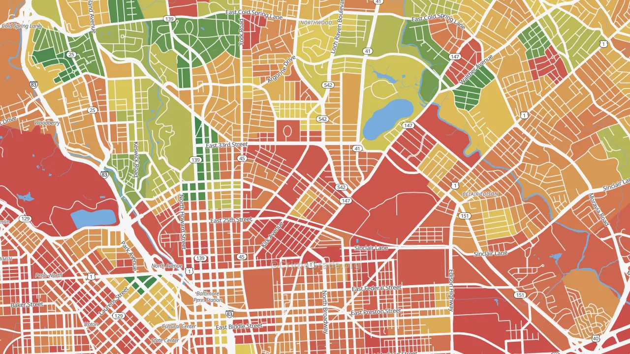 Midway-Coldstream, Baltimore, MD Map of Vandalism Rates
