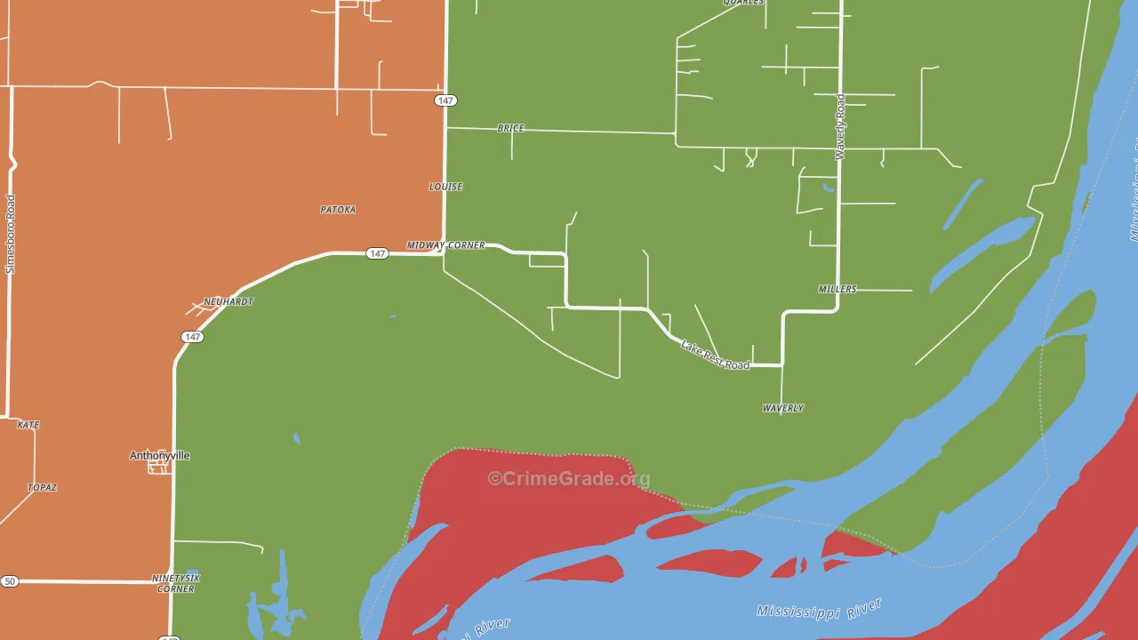Midway Corner, AR Map of Vandalism Rates