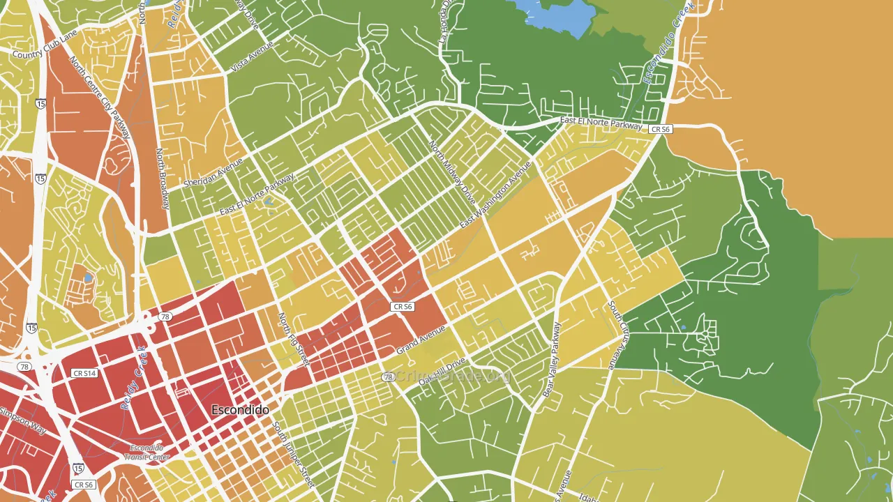 Midway, Escondido, CA Map of Vandalism Rates