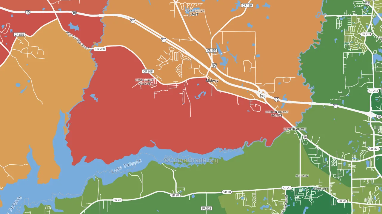 Midway, FL Map of Vandalism Rates