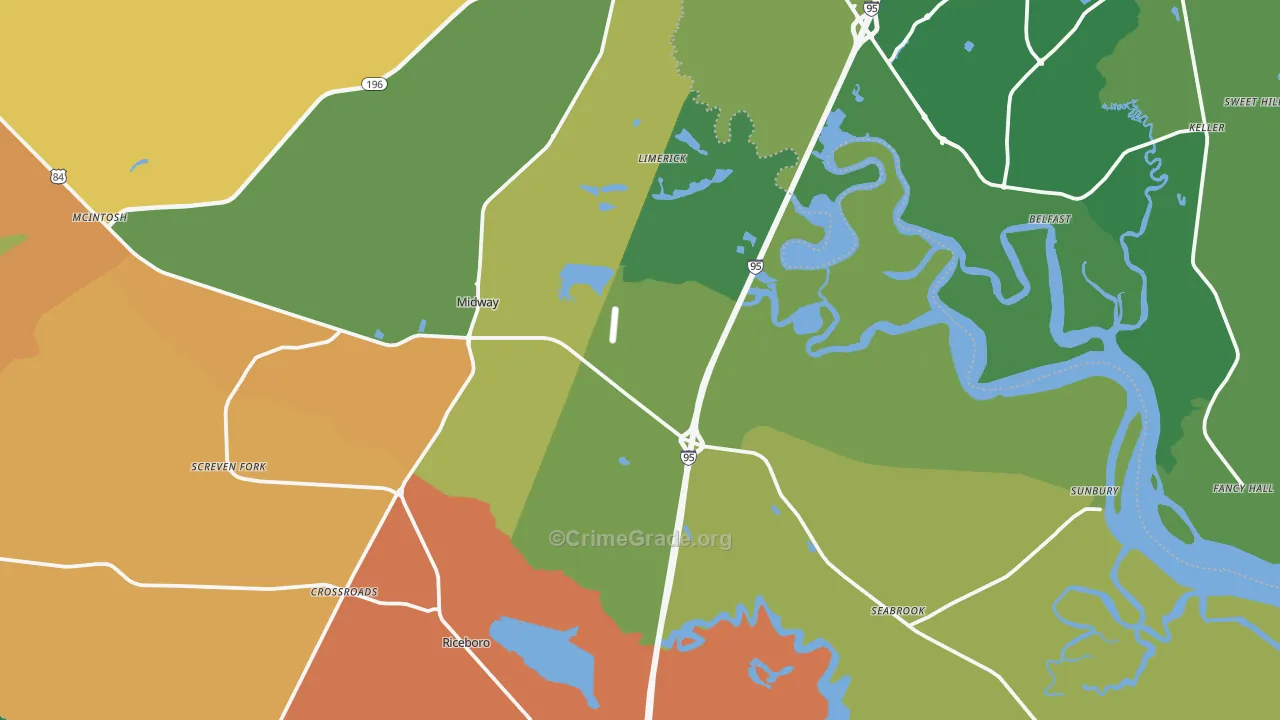 Midway, GA Map of Vandalism Rates