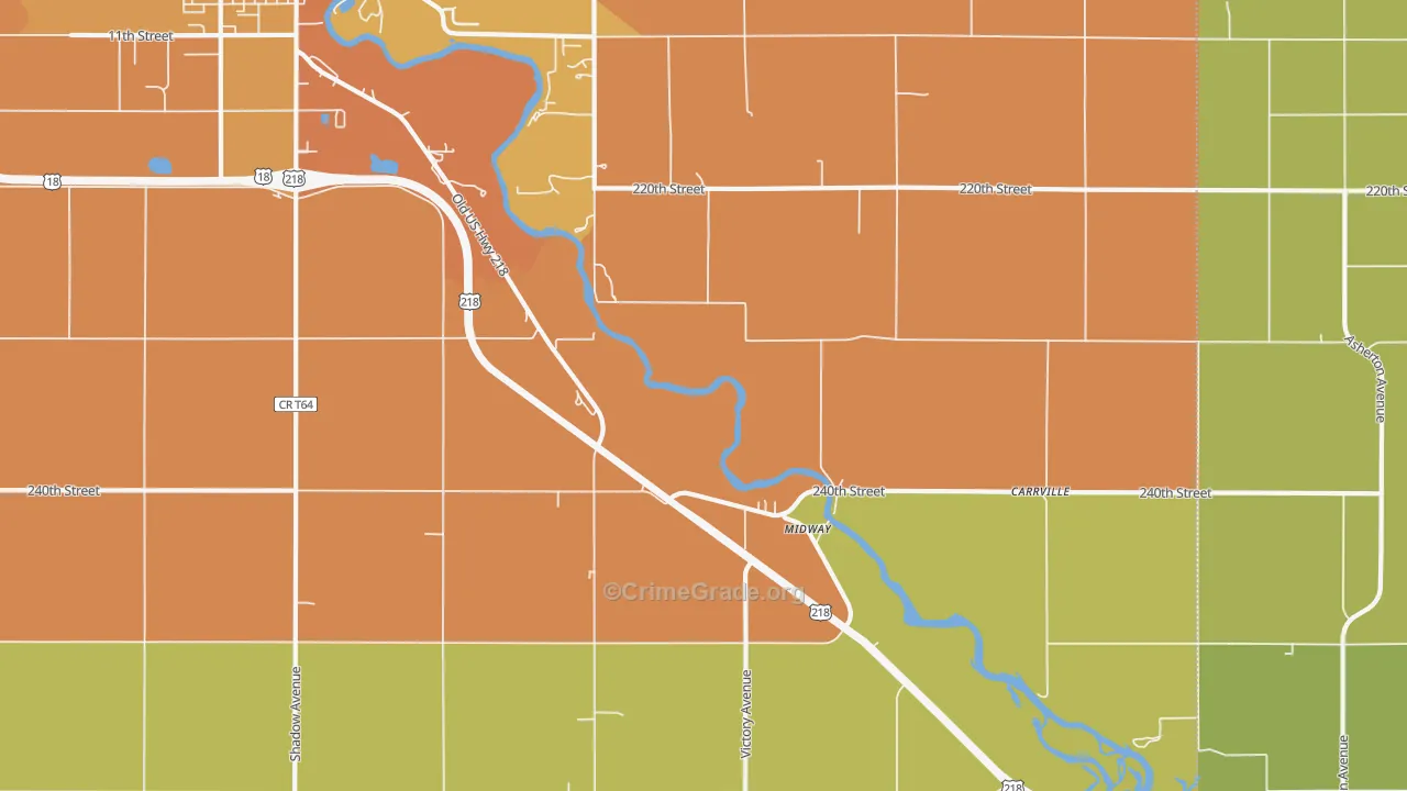 Midway, IA Map of Vandalism Rates