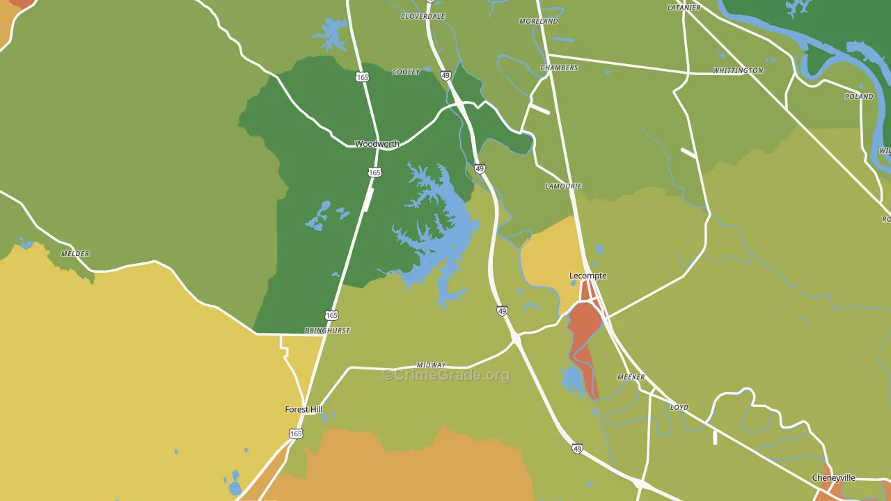 Midway, LA Map of Vandalism Rates