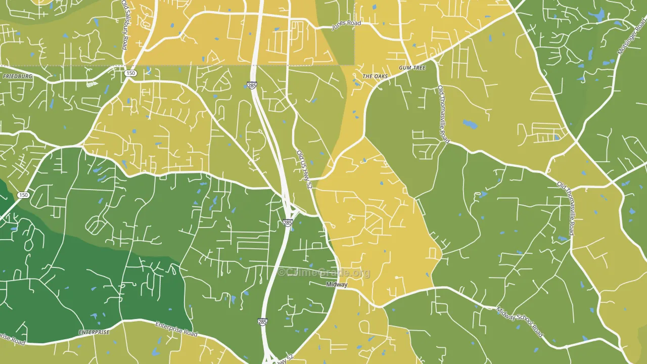 Midway, NC Map of Vandalism Rates