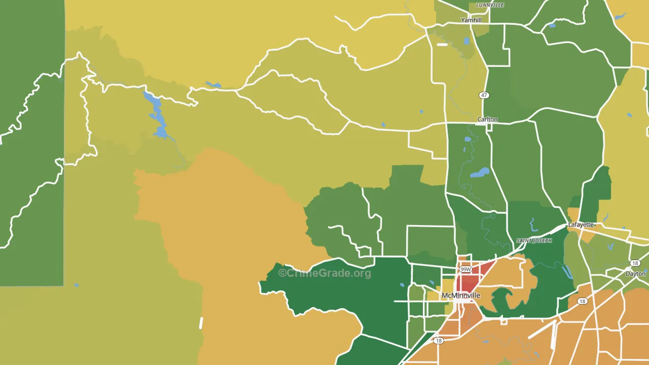 Midway, OR Map of Vandalism Rates