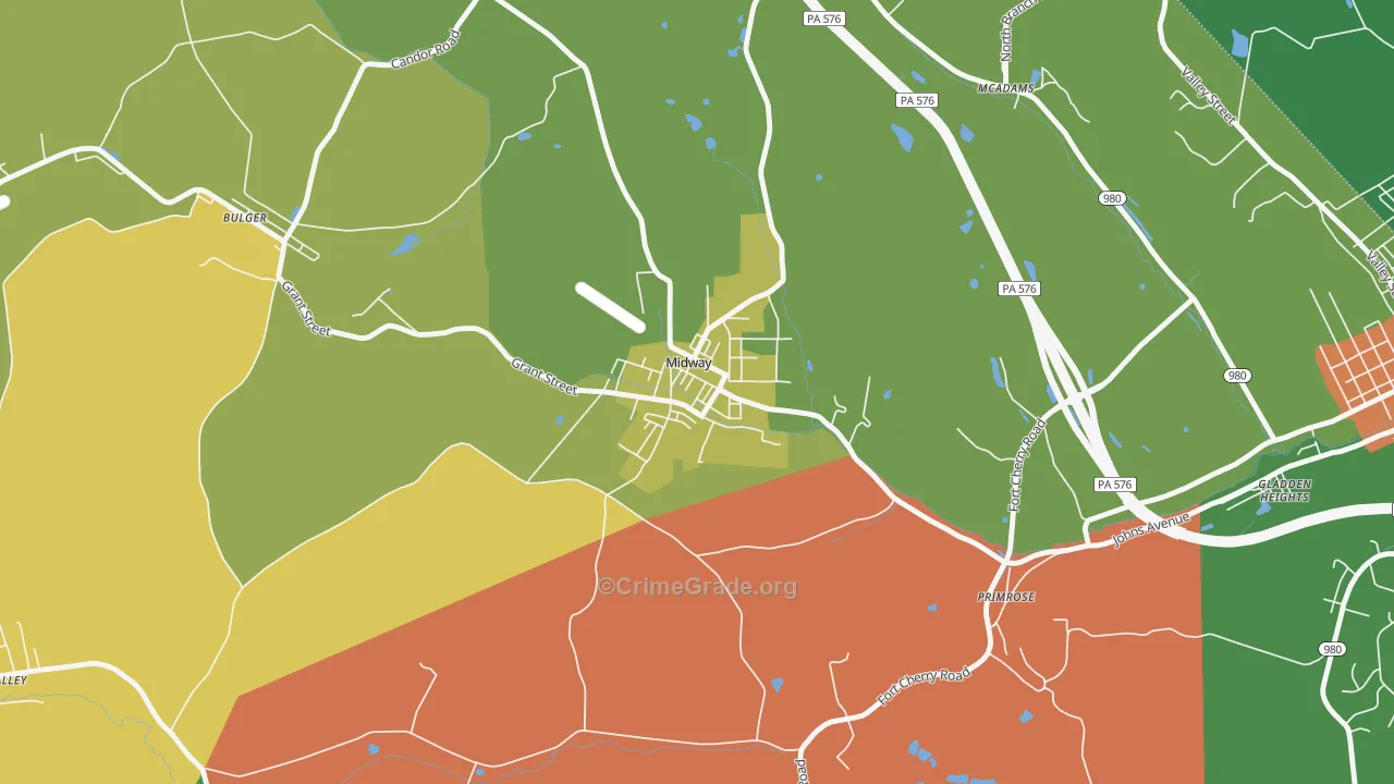 Midway, PA Map of Vandalism Rates