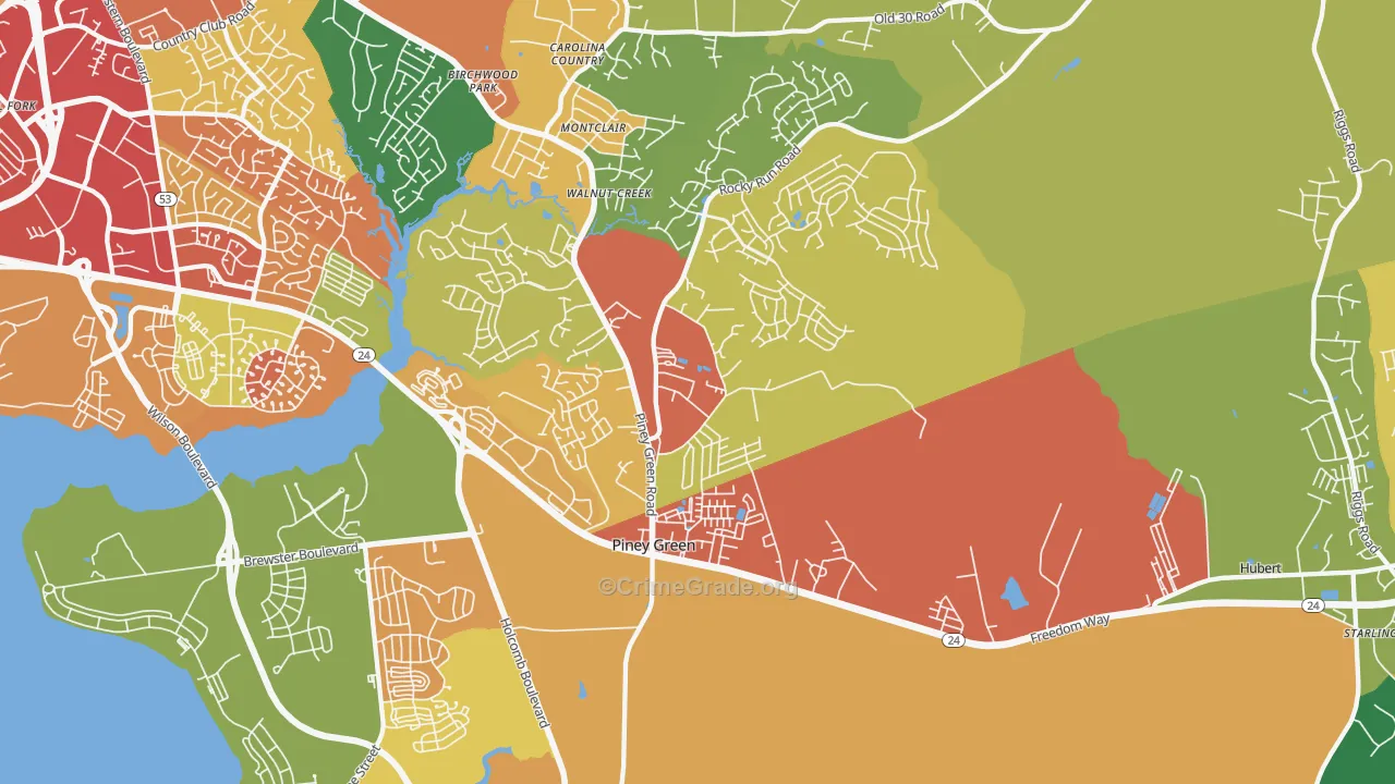 Midway Park, NC Map of Vandalism Rates