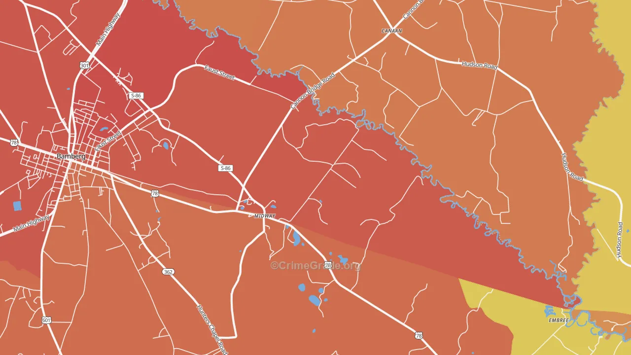 Midway, SC Map of Vandalism Rates