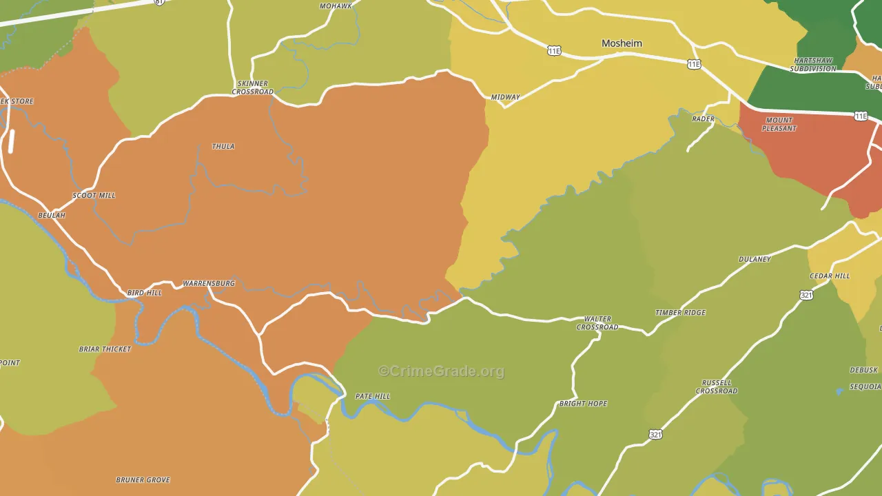 Midway, TN Map of Vandalism Rates