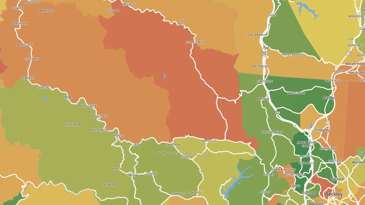 Midway, WV Map of Vandalism Rates