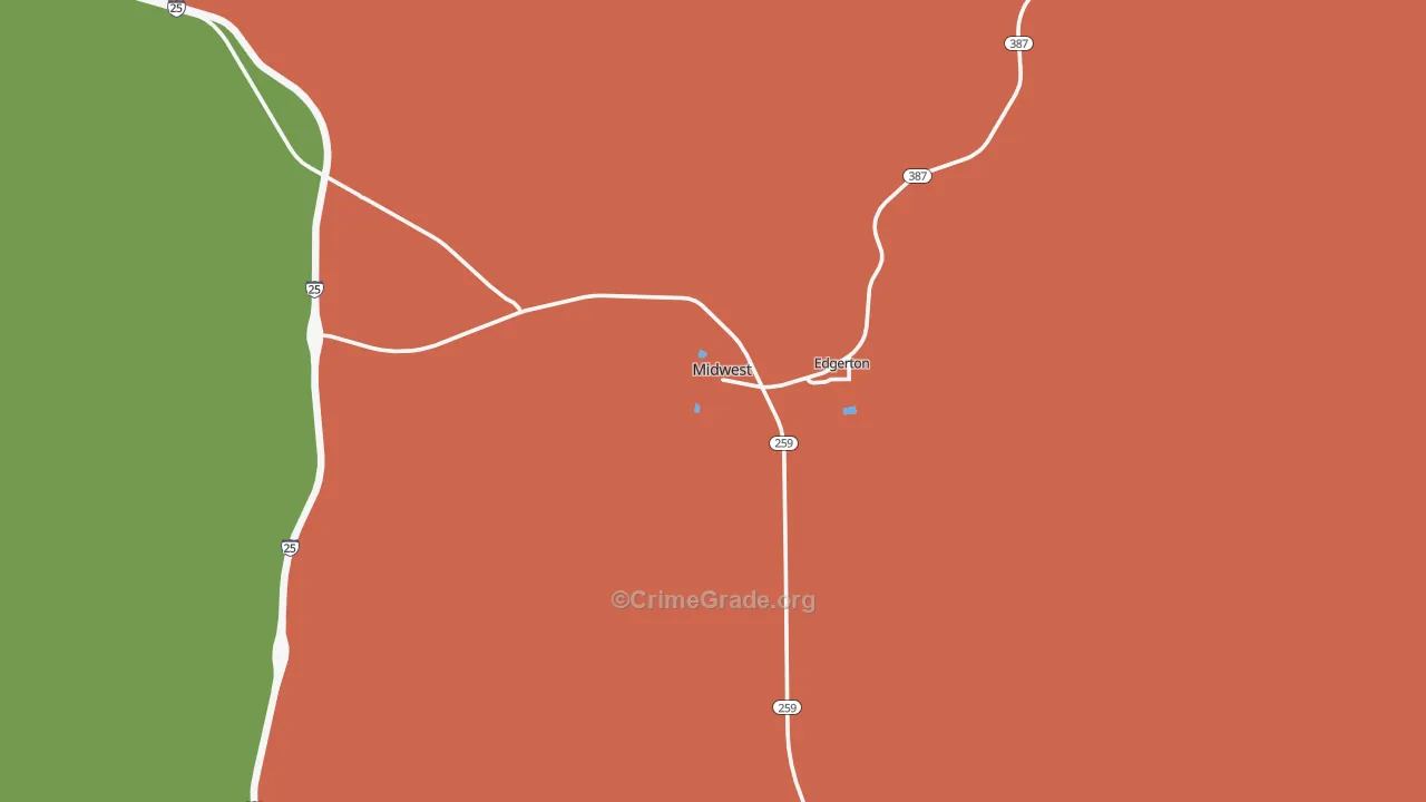 Midwest, WY Map of Vandalism Rates