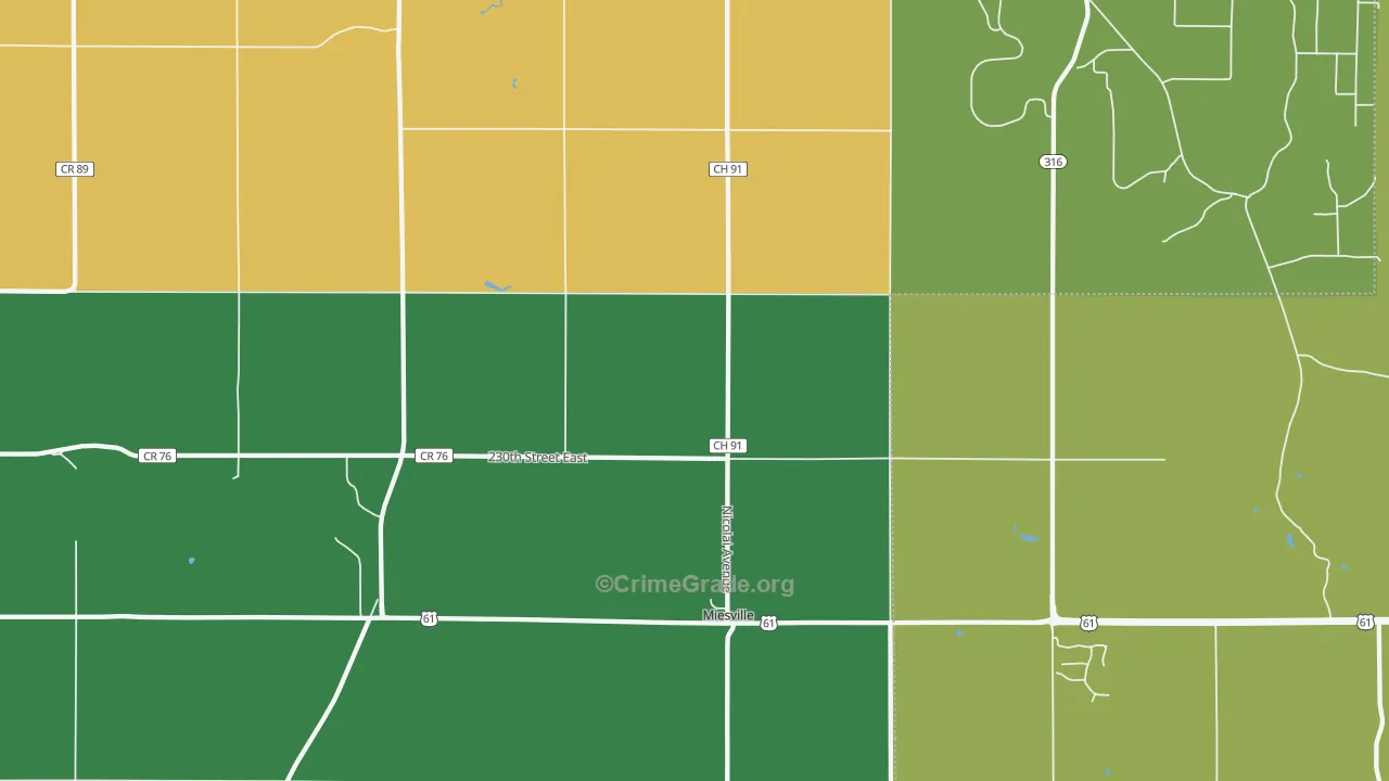 Miesville, MN Map of Vandalism Rates