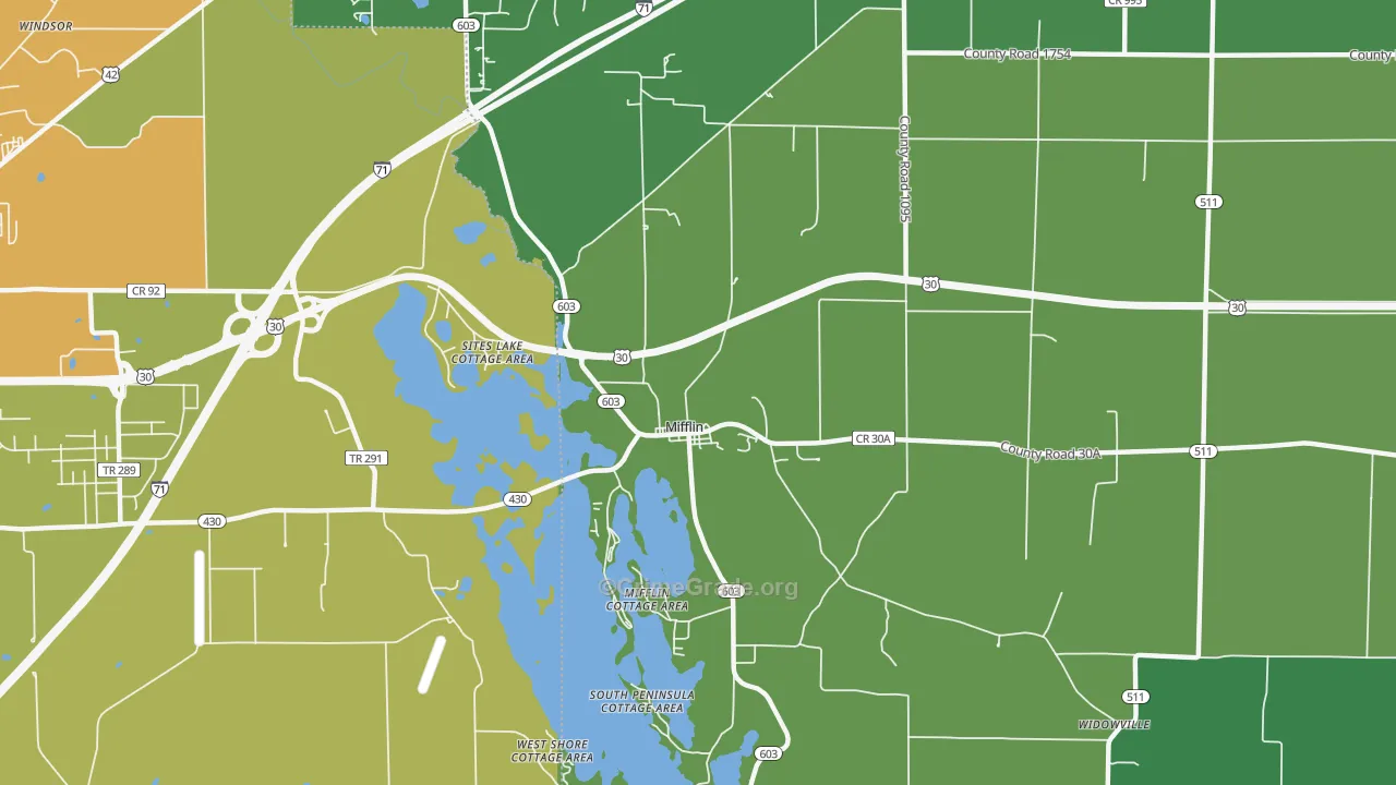 Mifflin, OH Map of Vandalism Rates