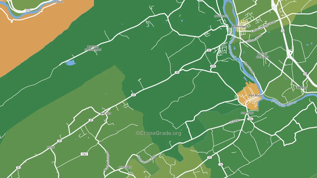 Mifflin, PA Map of Vandalism Rates
