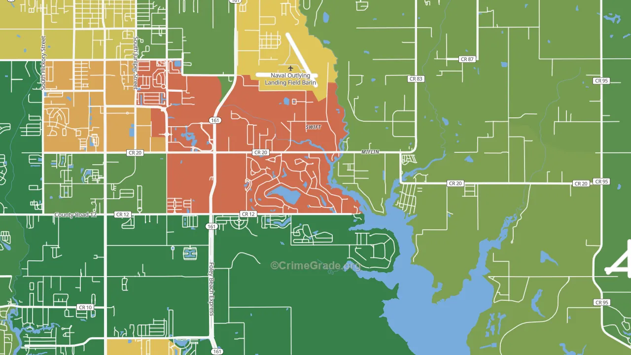 Miflin, AL Map of Vandalism Rates