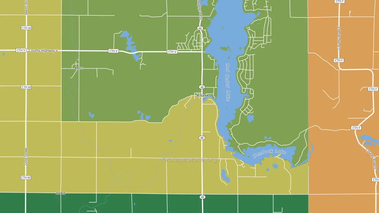 Mikana, WI Map of Vandalism Rates