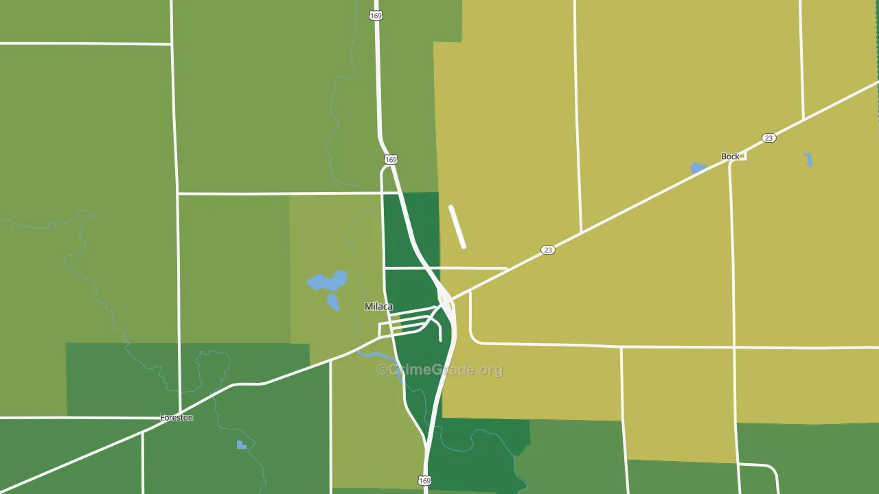 Milaca, MN Map of Vandalism Rates