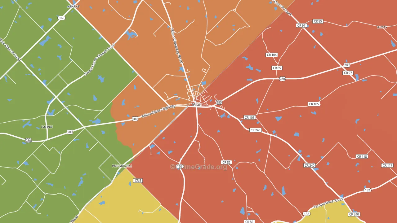 Milan, GA Map of Vandalism Rates
