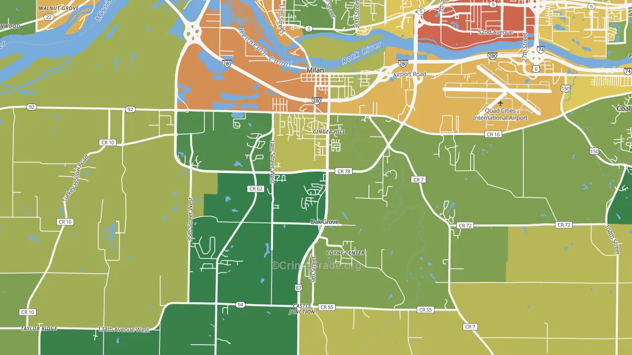 Milan, IL Map of Vandalism Rates
