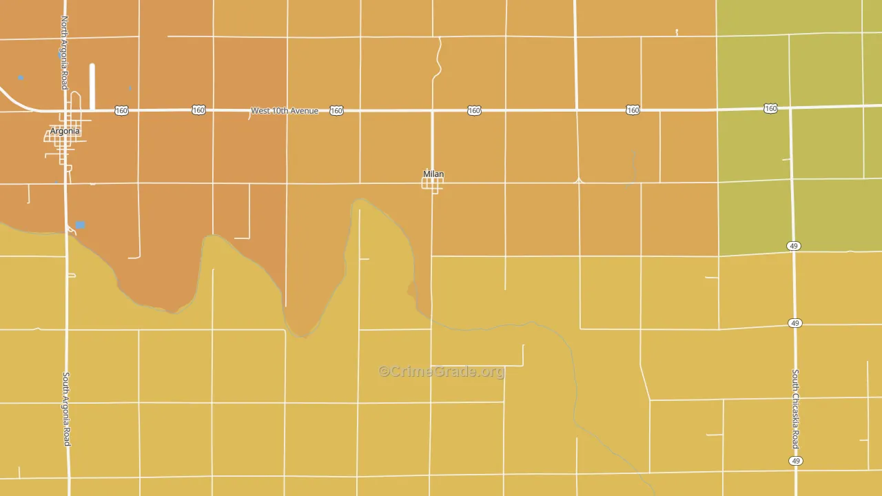 Milan, KS Map of Vandalism Rates