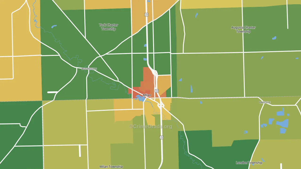Milan, MI Map of Vandalism Rates