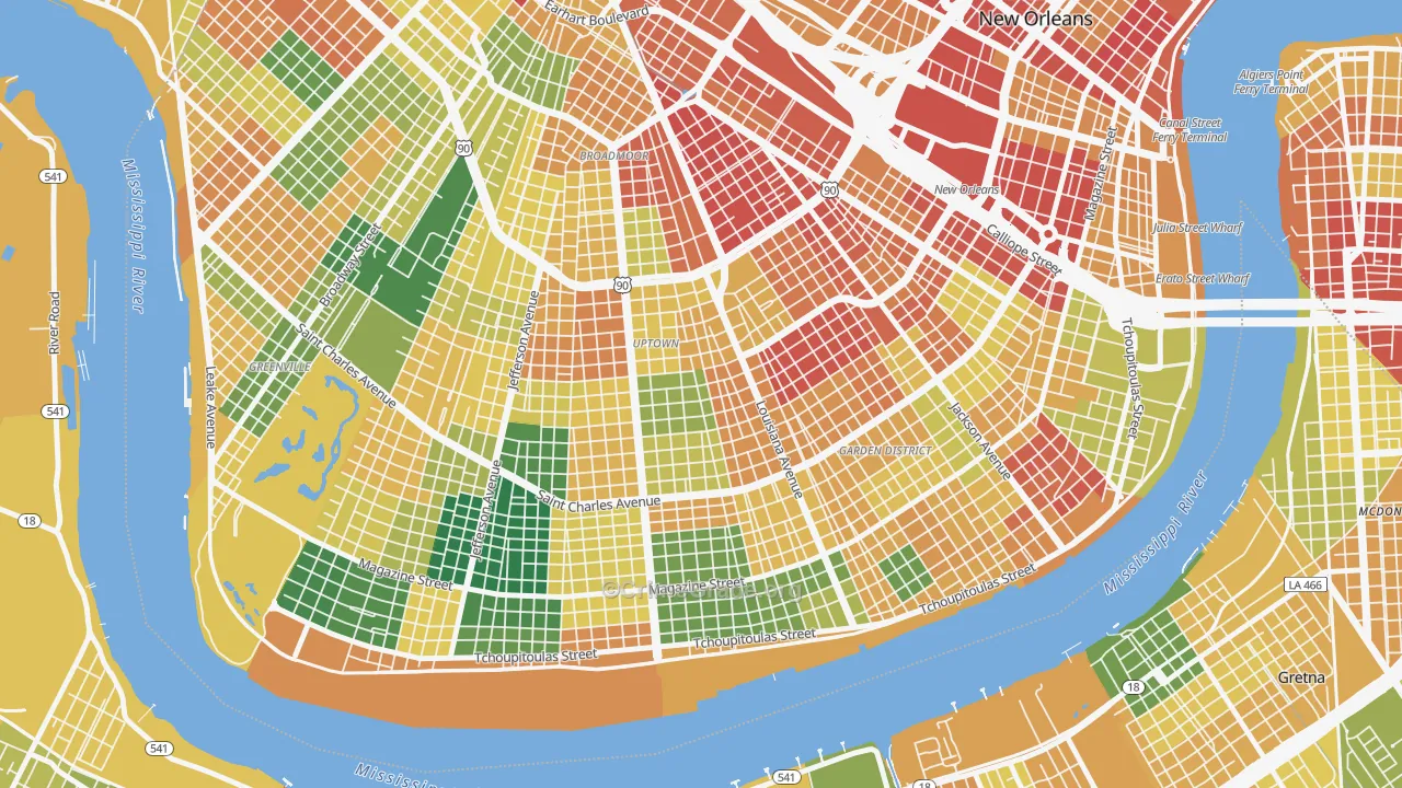Milan, New Orleans, LA Map of Vandalism Rates