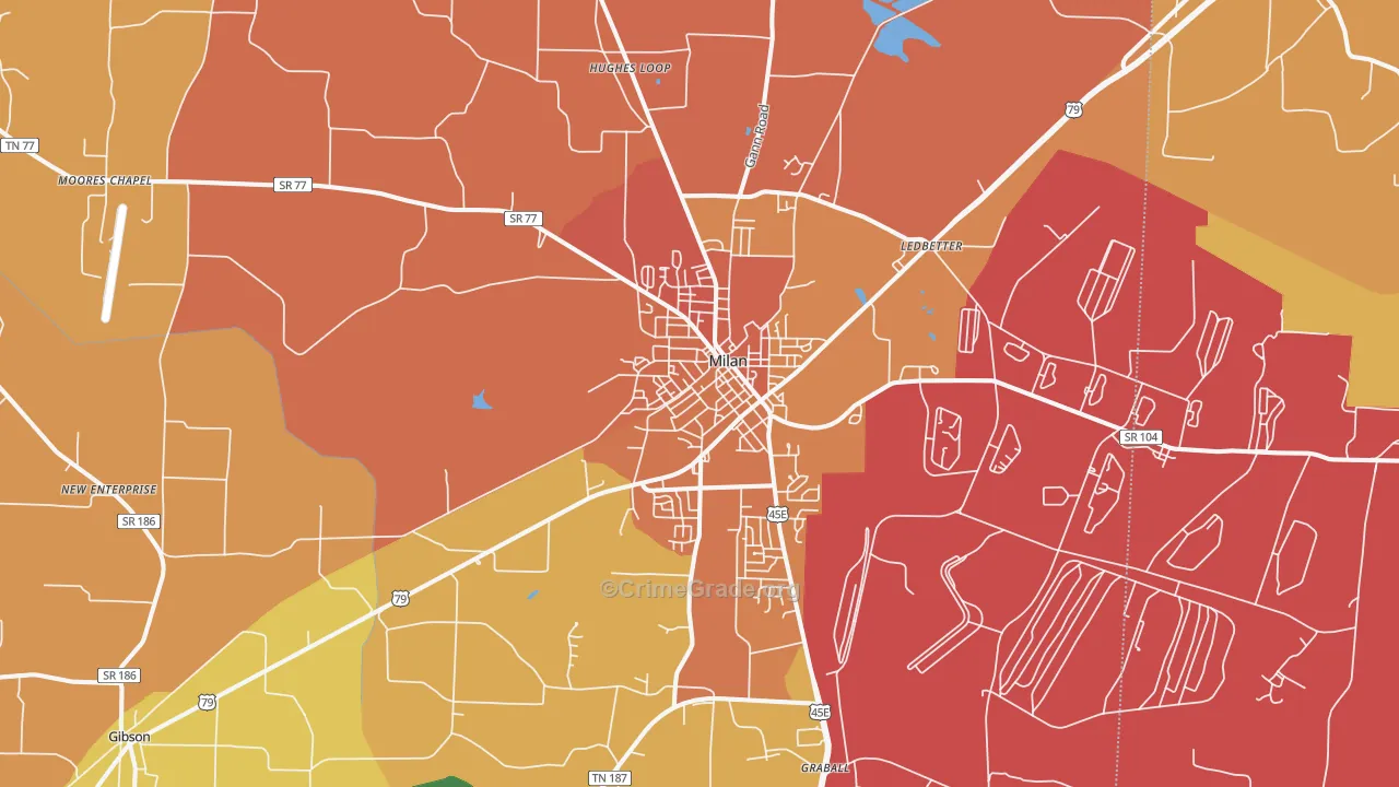 Milan, TN Map of Vandalism Rates
