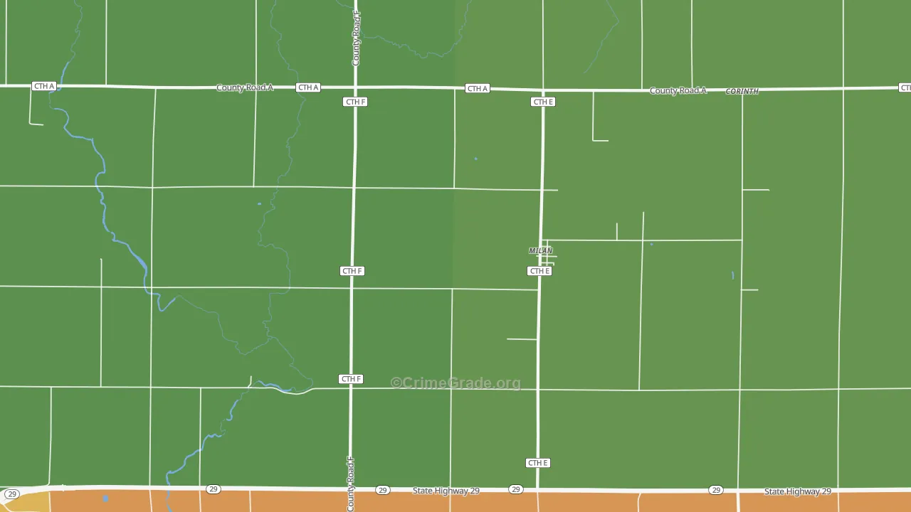 Milan, WI Map of Vandalism Rates