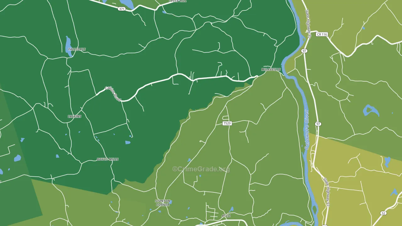 Milanville, PA Map of Vandalism Rates