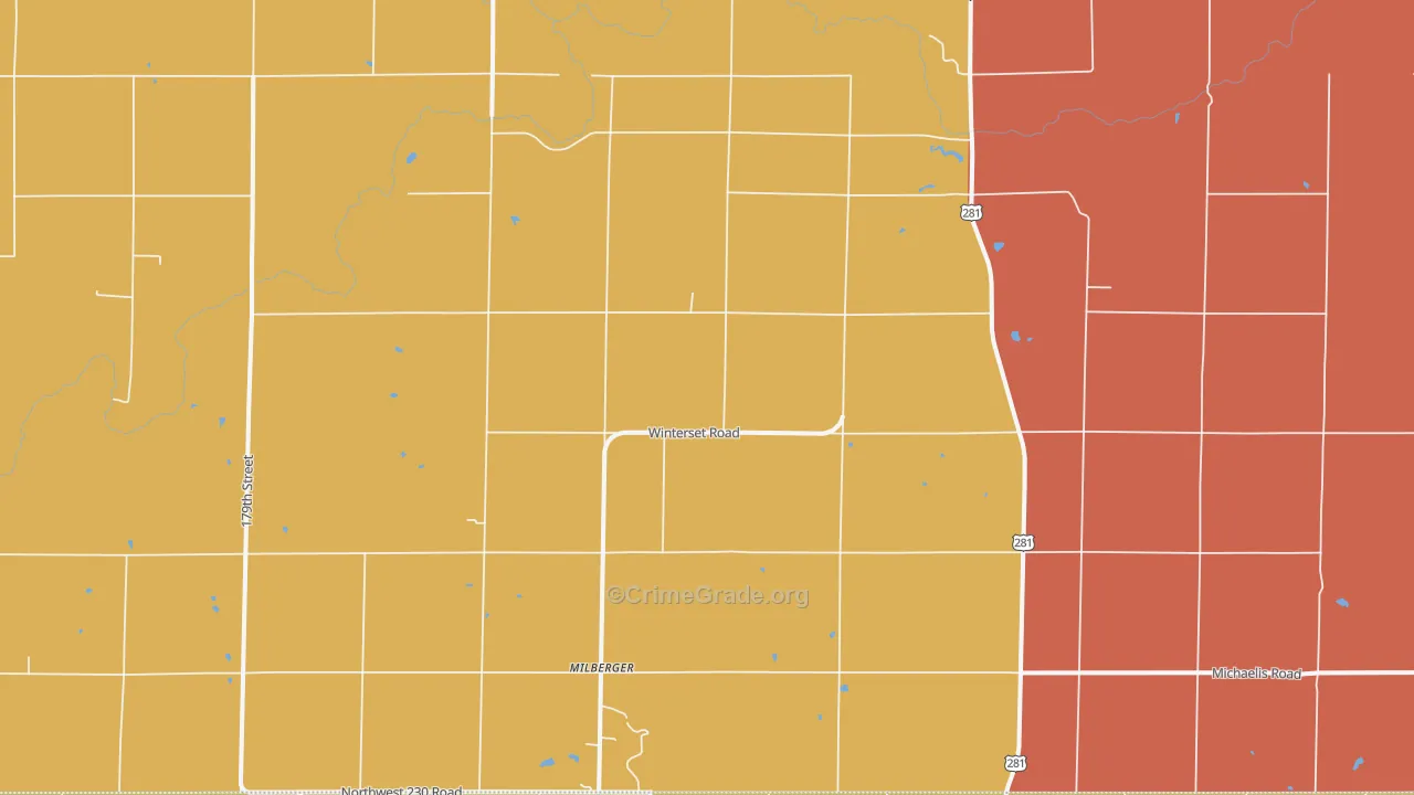 Milberger, KS Map of Vandalism Rates