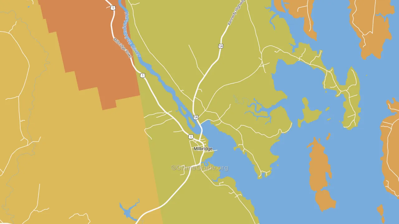 Milbridge, ME Map of Vandalism Rates
