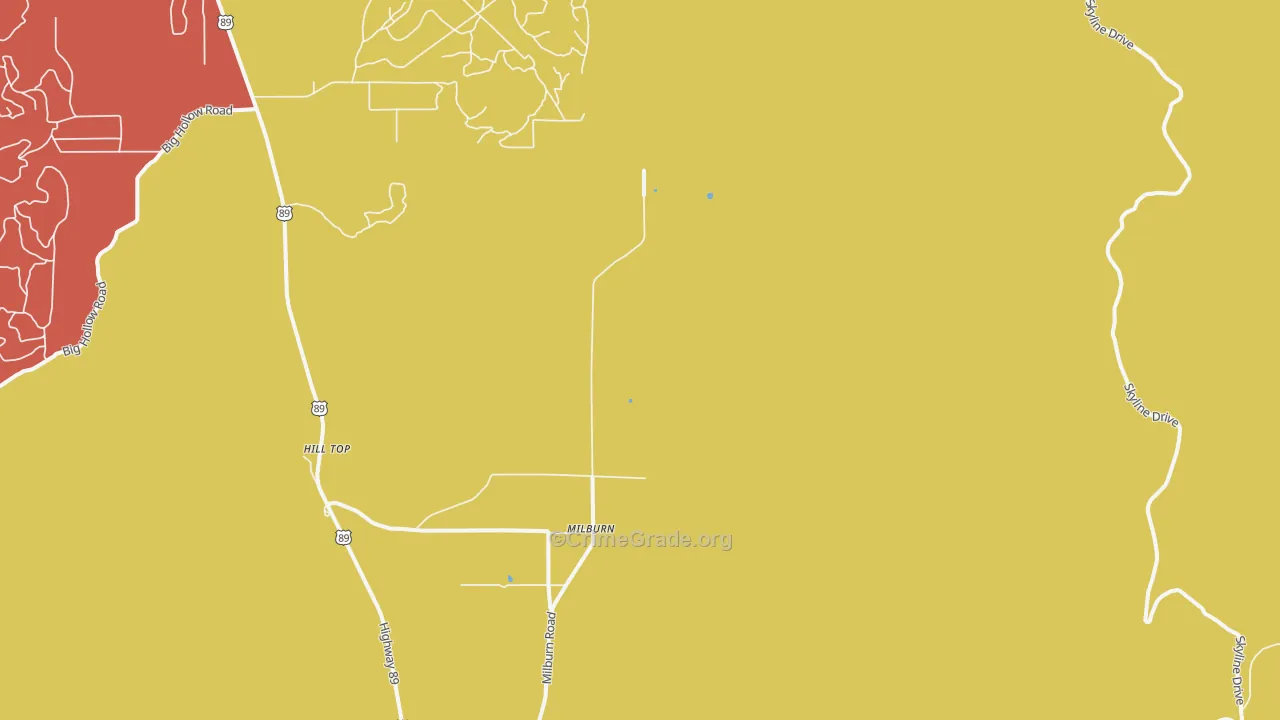 Milburn, UT Map of Vandalism Rates