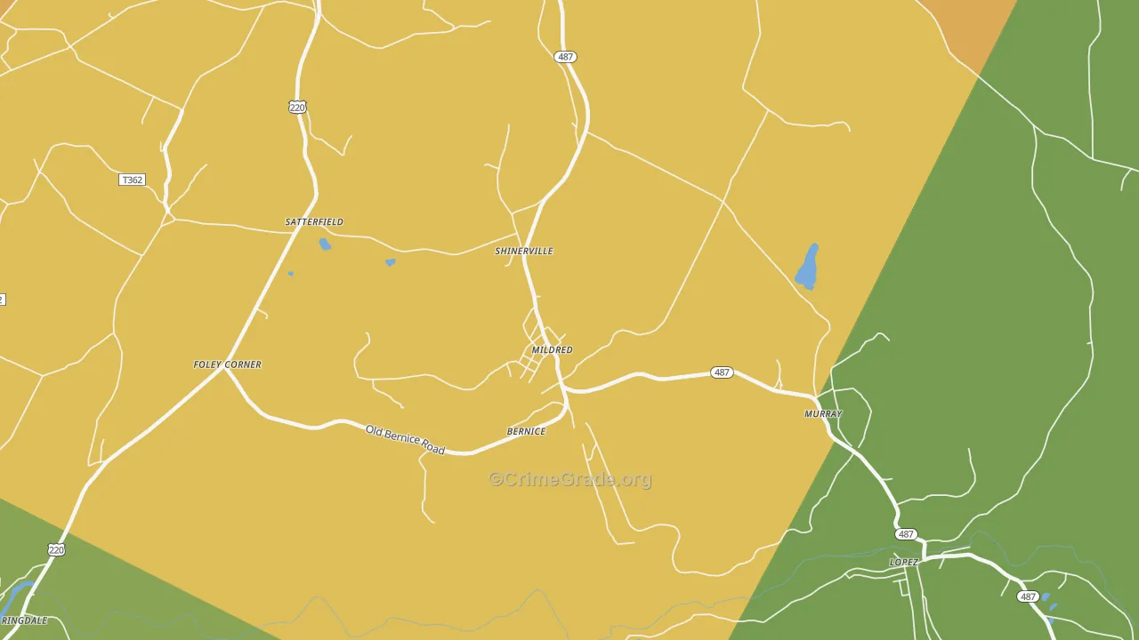 Mildred, PA Map of Vandalism Rates