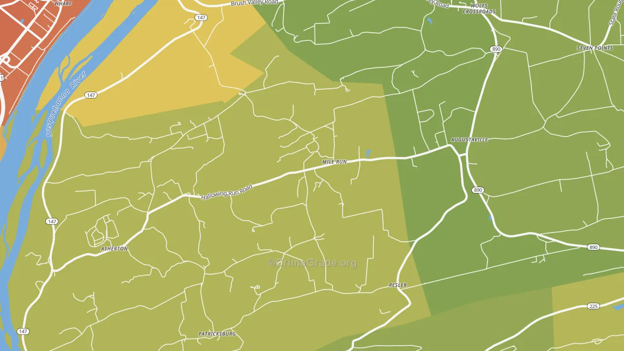 Mile Run, PA Map of Vandalism Rates