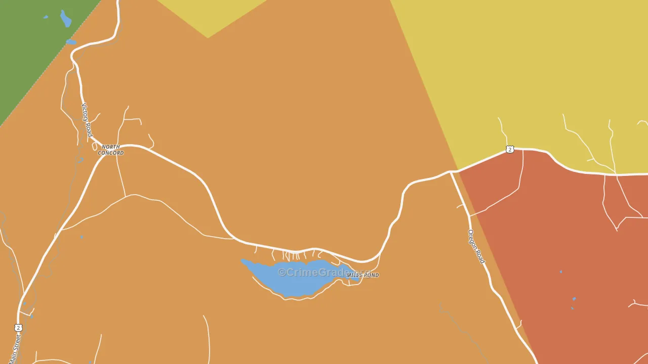 Miles Pond, VT Map of Vandalism Rates