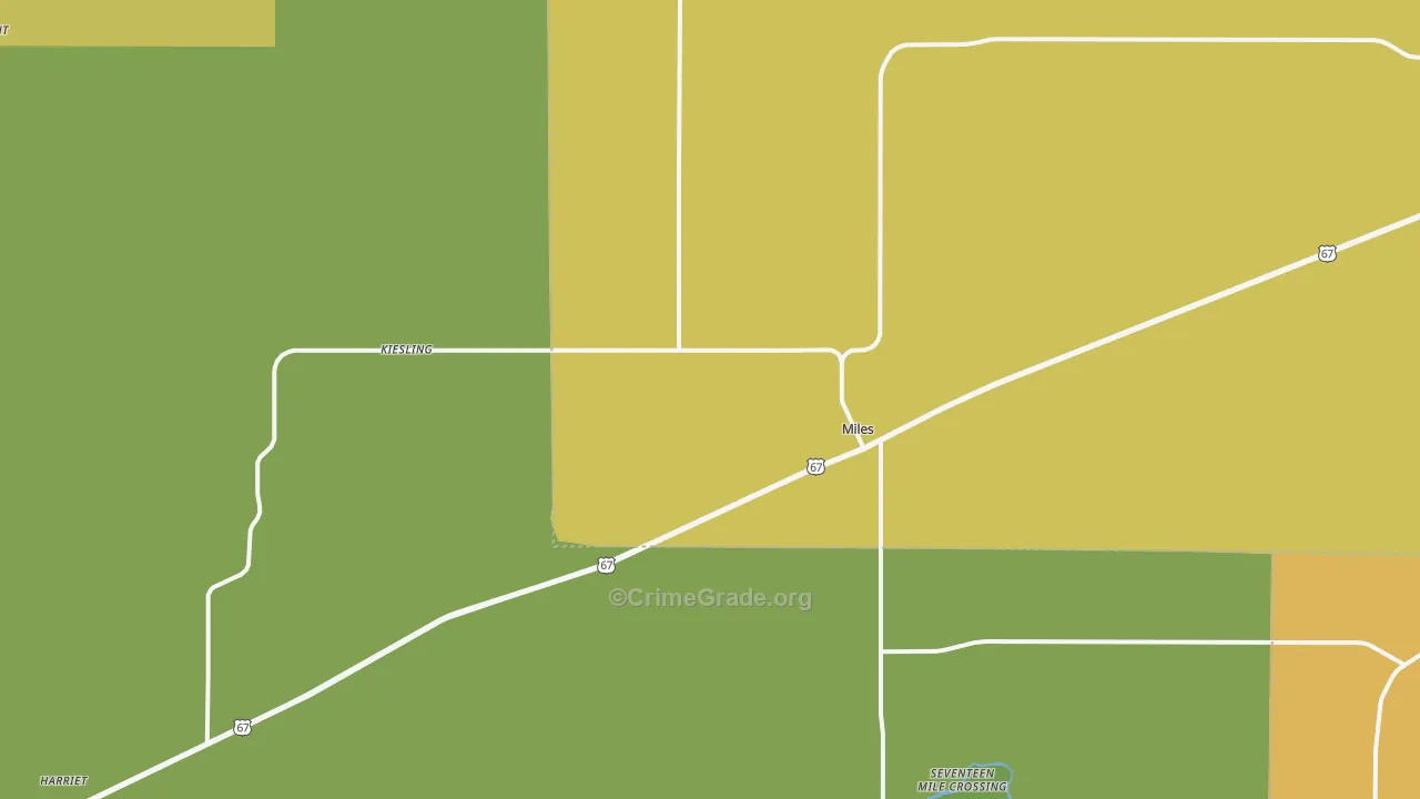 Miles, TX Map of Vandalism Rates