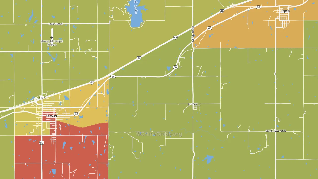 Milfay, OK Map of Vandalism Rates