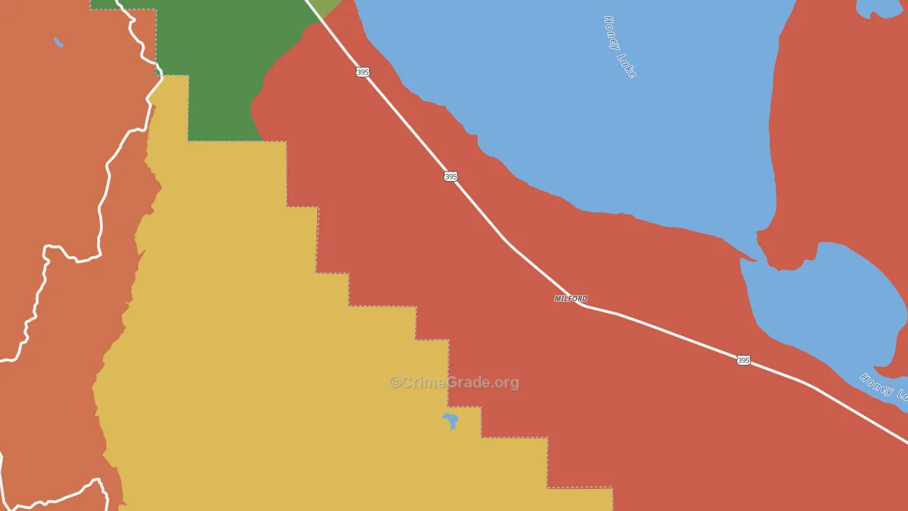 Milford, CA Map of Vandalism Rates