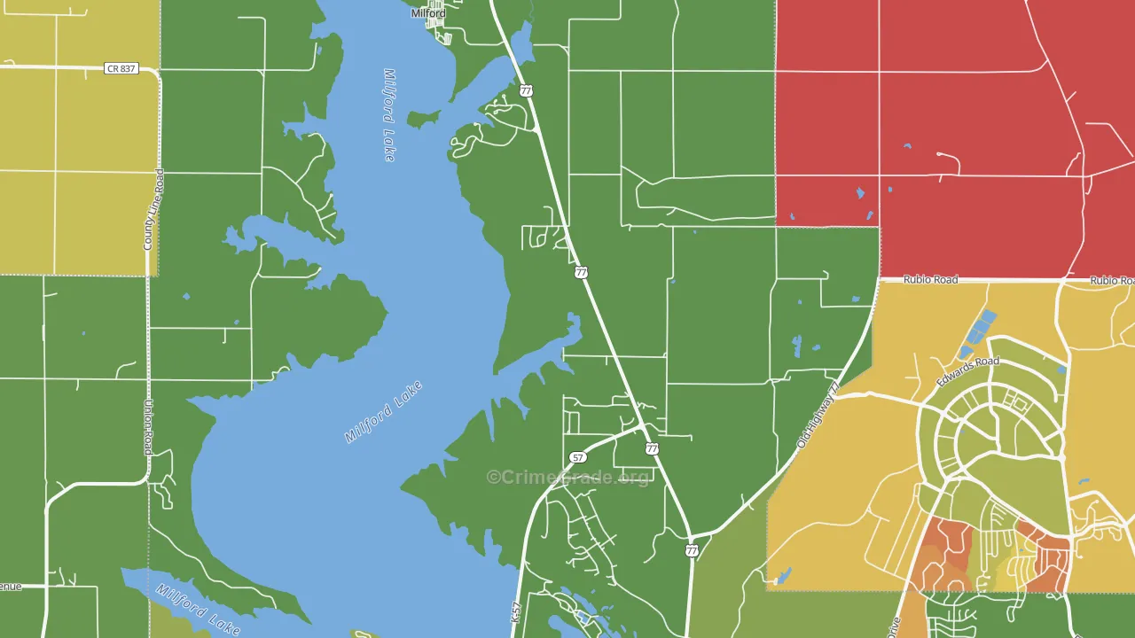 Milford, KS Map of Vandalism Rates
