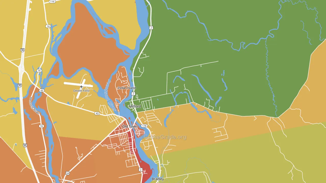 Milford, ME Map of Vandalism Rates