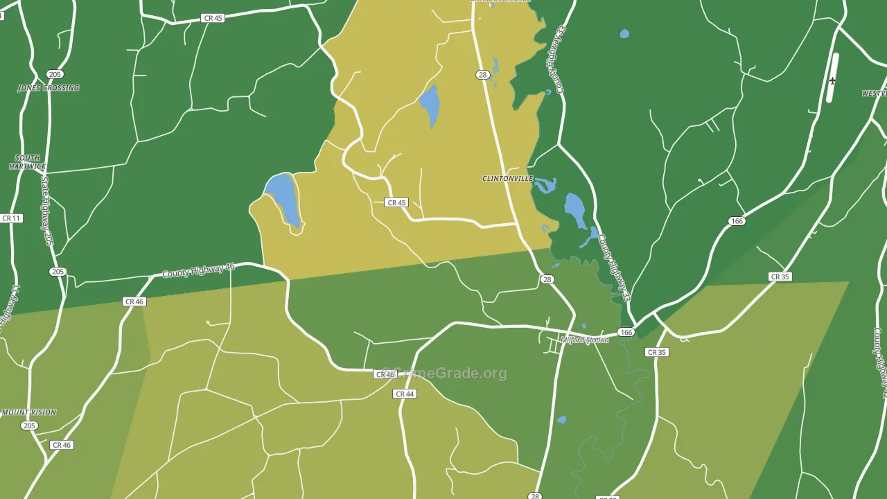 Milford, NY Map of Vandalism Rates