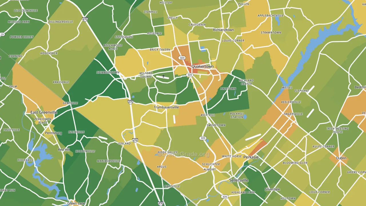 Milford Square, PA Map of Vandalism Rates